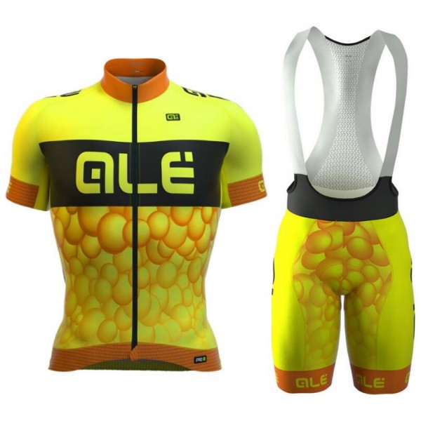 2016 Ale Graphics PRR New Bubbles gelbs Fluo Fahrradbekleidung Satz Fahrradtrikot Kurzarm Trikot und Kurz Trägerhose