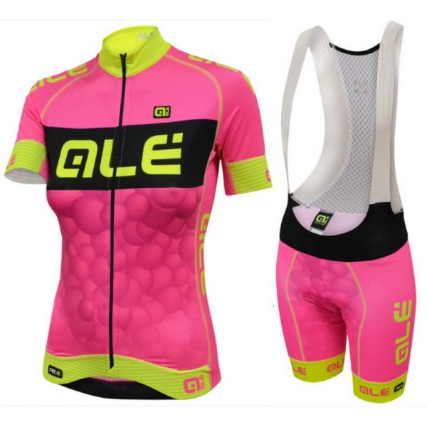 2016 Damen Ale Graphics PRR New Bubbles Pink Fahrradbekleidung Satz Fahrradtrikot Kurzarm Trikot und Kurz Trägerhose