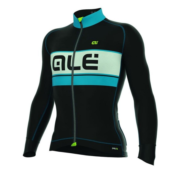 2016 ALE BERING Radtrikot Langarm-Schwarz LIGHT BLAU