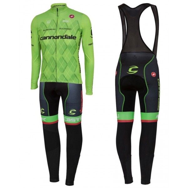 2016 Cannondale Team Grün Pro Fahrradbekleidung Satz Radtrikot Langarm+Lang Trägerhose