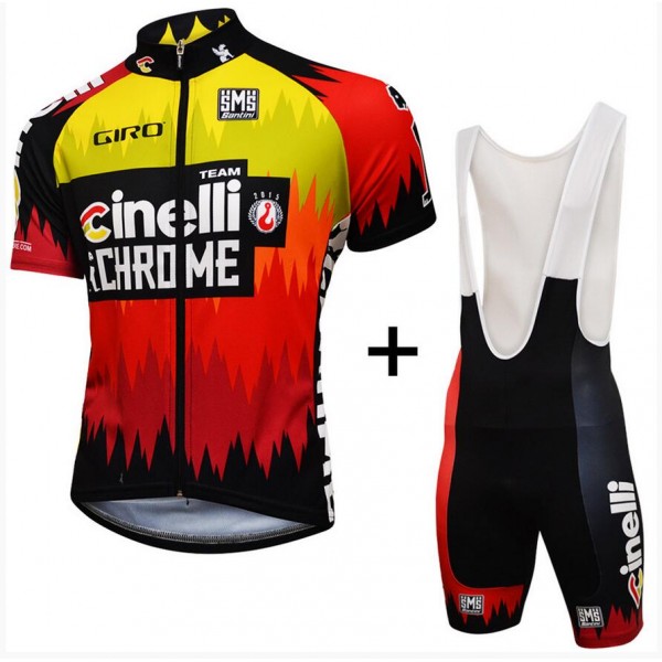 2016 Cinelli Chrome Fahrradbekleidung Satz Fahrradtrikot Kurzarm Trikot und Kurz Trägerhose