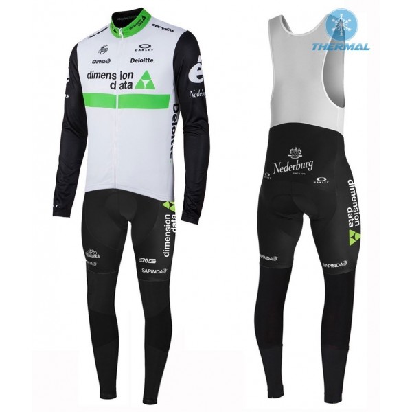 2016 Team Dimension Date Weiß thermisch Fahrradbekleidung Satz Radtrikot Langarm+Lang Trägerhose