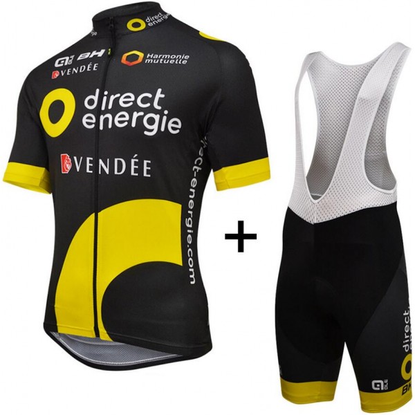 2016 Direct Energie Fahrradbekleidung Satz Fahrradtrikot Kurzarm Trikot und Kurz Trägerhose