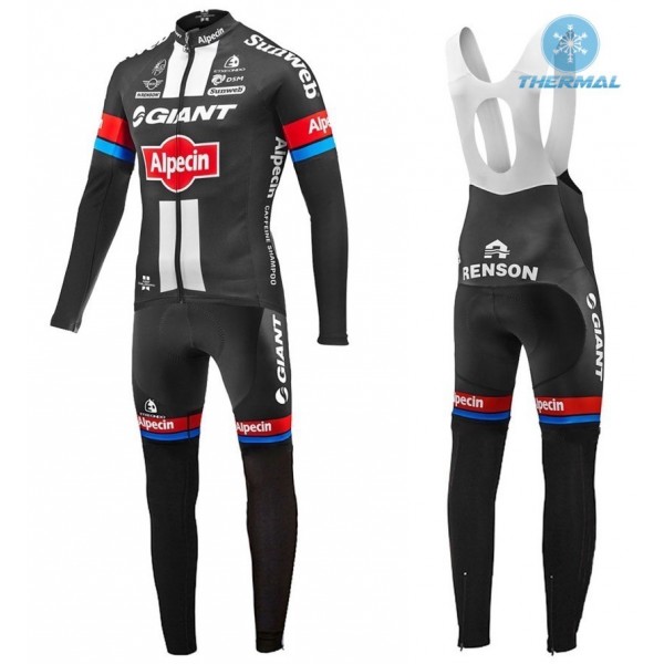 2016 Team Giant-Alpecin thermisch Fahrradbekleidung Satz Radtrikot Langarm+Lang Trägerhose