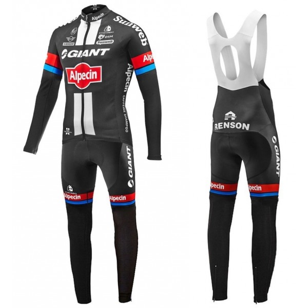 2016 Team Giant-Alpecin Fahrradbekleidung Satz Radtrikot Langarm+Lang Trägerhose