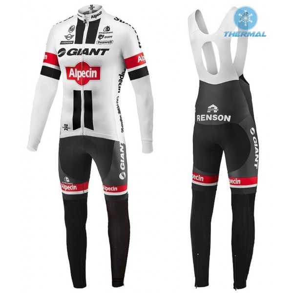 2016 Giant Alpecin TDF Ausgabe Weiß thermisch Fahrradbekleidung Satz Radtrikot Langarm+Lang Trägerhose
