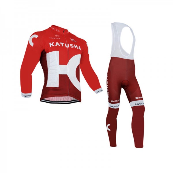 2016 Katusha Fahrradbekleidung Radtrikot Satz Langarm und Lange Trägerhose 02