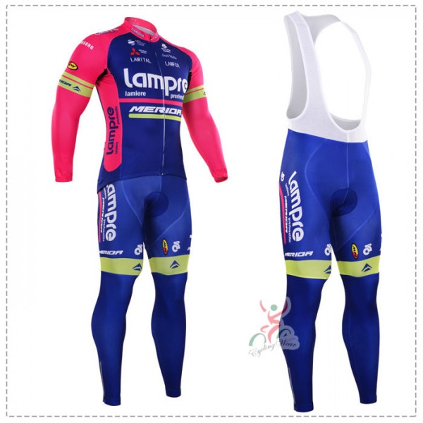2016 Lampre Merida Fahrradbekleidung Radtrikot Satz Langarm und Lange Trägerhose