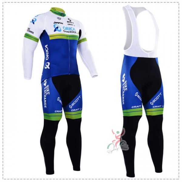 2016 orica greenedge Fahrradbekleidung Radtrikot Satz Langarm und Lange Trägerhose