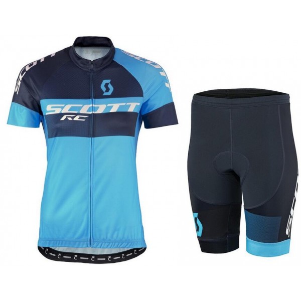 2016 Scott RC Pro schwarz blau Damens Radbekleidung Radtrikot Kurzarm und Fahrradhosen Kurz