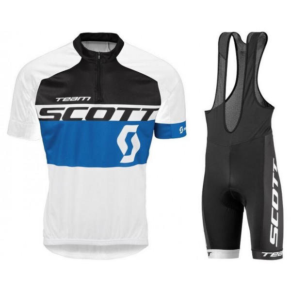 2016 Scott schwarz blau Fahrradbekleidung Satz Fahrradtrikot Kurzarm Trikot und Kurz Trägerhose
