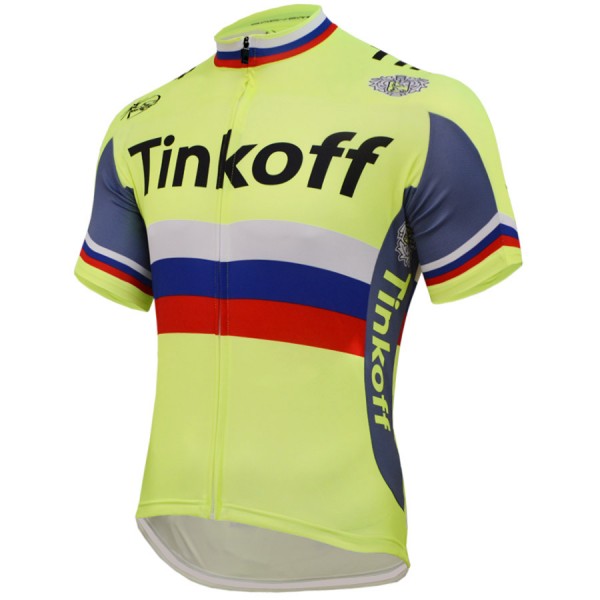 2016 Tinkoff Saxo Bank Russo Fluo Light Radtrikot Kurzarm