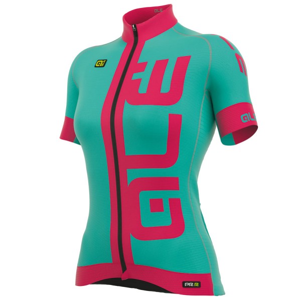 2017 Damen Ale PRR Arcobaleno Radtrikot Kurzarm Light Blau Pink