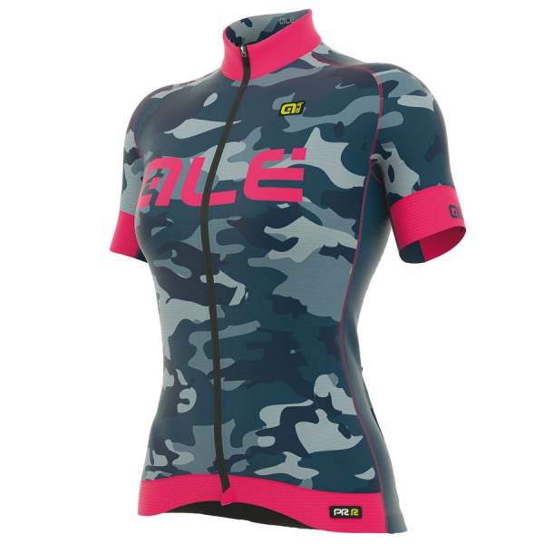 2017 Damen Ale Graphics PRR Camo Radtrikot Kurzarm Blau Pink