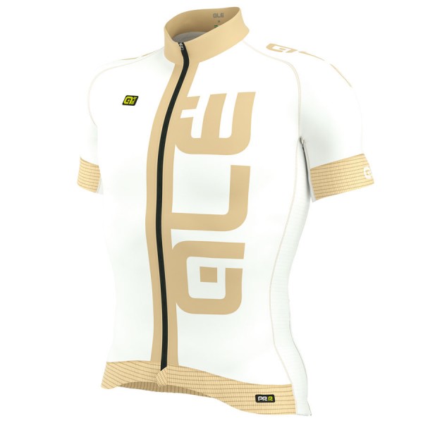 2017 Ale Graphics PRR Arcobaleno Radtrikot Kurzarm Weiß Gold