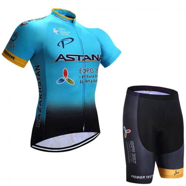 2017 Astana Fahrradbekleidung Satz Radtrikot Kurzarm+Kurz Radhose