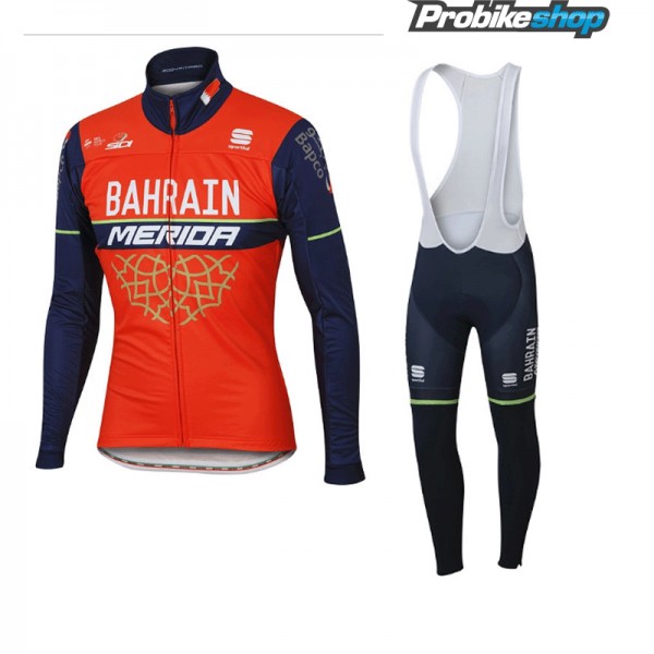 BAHRAIN-MERIDA Fahrradbekleidung Satz Radtrikot Langarm+Lang Trägerhose 2017