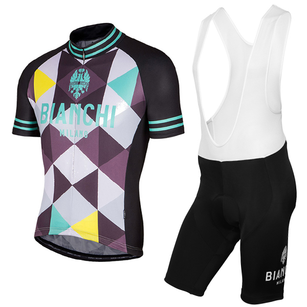 Bianchi Milano 2017 Fahrradbekleidung Satz Radtrikot Kurzarm+Kurz Trägerhose A6