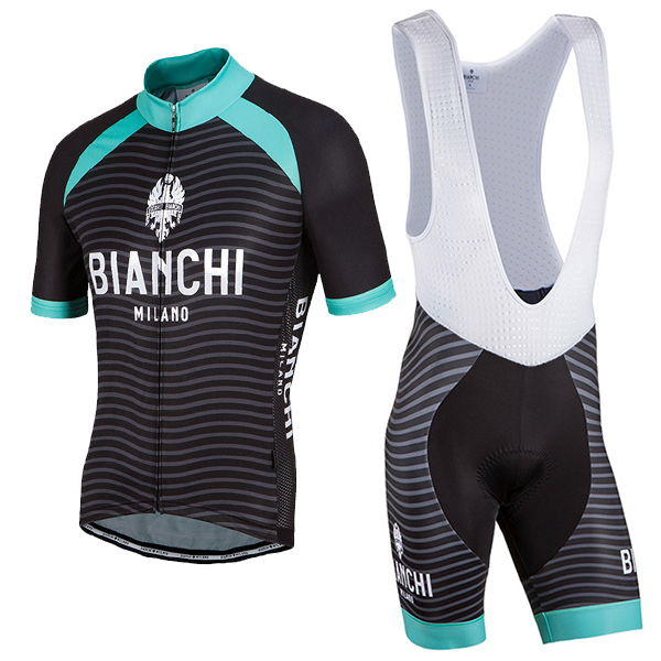 Bianchi Milano 2017 Fahrradbekleidung Satz Radtrikot Kurzarm+Kurz Trägerhose A3
