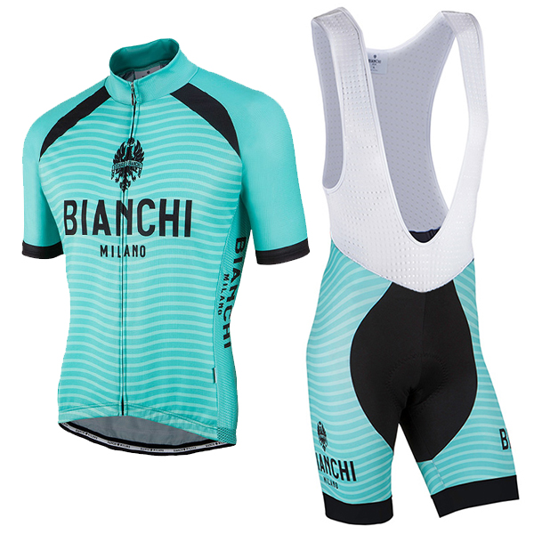 Bianchi Milano 2017 Fahrradbekleidung Satz Radtrikot Kurzarm+Kurz Trägerhose A1
