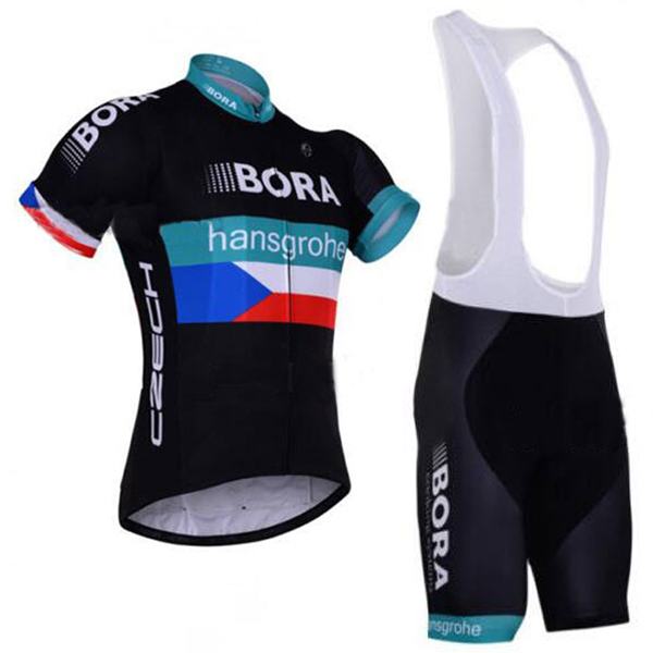 2017 BORA Hansgrohe CZECH Fahrradbekleidung Satz Radtrikot Kurzarm+Kurz Trägerhose