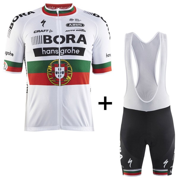 BORA Hansgrohe Pro Team 2017 Champion Portugais Fahrradbekleidung Satz Radtrikot Kurzarm+Kurz Trägerhose