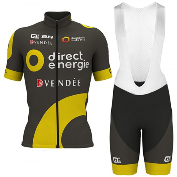 2017 Direct Energie Fahrradbekleidung Satz Radtrikot Kurzarm+Kurz Trägerhose