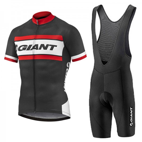 2017 Giant Rot Schwarz Fahrradbekleidung Satz Radtrikot Kurzarm+Kurz Trägerhose