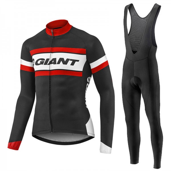 2017 Giant Rot Schwarz Fahrradbekleidung Satz Radtrikot Langarm+Lang Trägerhose