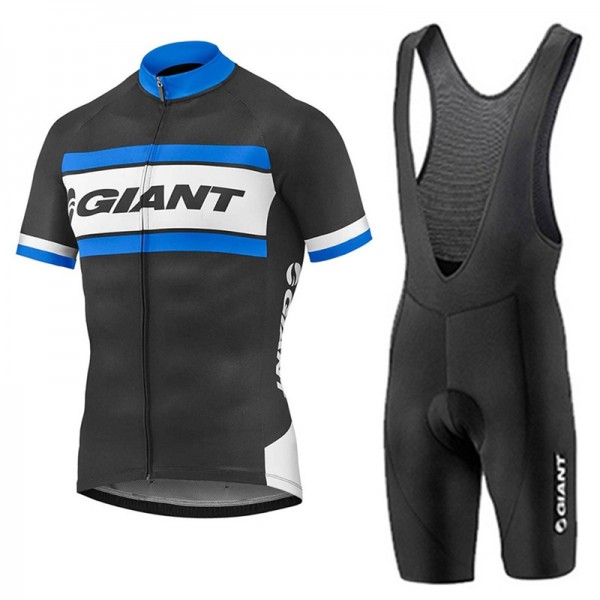 2017 Giant Blau Schwarz Fahrradbekleidung Satz Radtrikot Kurzarm+Kurz Trägerhose
