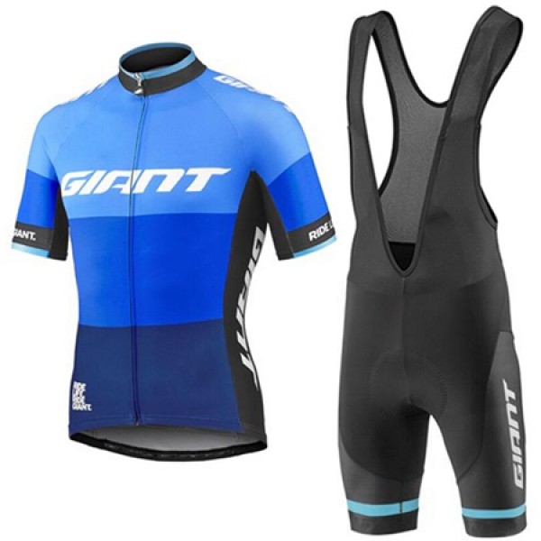 2017 Giant Fahrradbekleidung Satz Radtrikot Kurzarm+Kurz Trägerhose Blau
