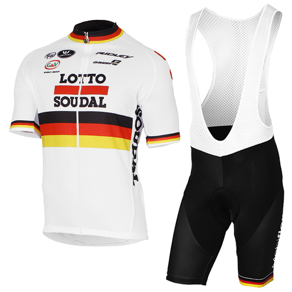 2017 LOTTO SOUDAL Germany Weiß Fahrradbekleidung Satz Radtrikot Kurzarm+Kurz Trägerhose