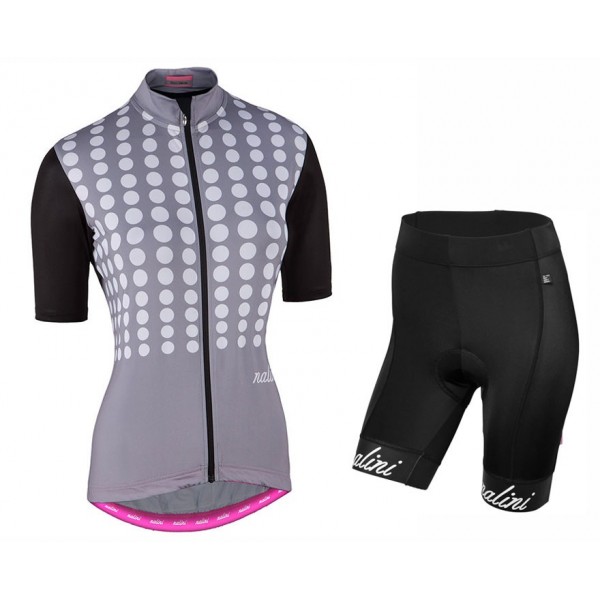 2017 Nalini PRO Optical Damen Grau Fahrradbekleidung Satz Radtrikot Kurzarm+Kurz Trägerhose