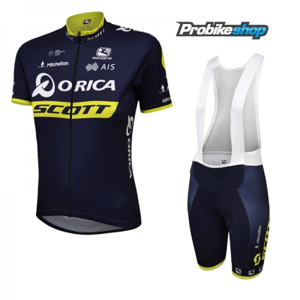Damen Orica Scott Pro 2017 Fahrradbekleidung Satz Radtrikot Kurzarm+Kurz Trägerhose Schwarz