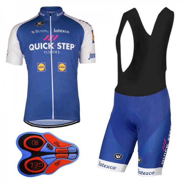 Quick Step Floors 2017 Pro Fahrradbekleidung Satz Radtrikot Kurzarm+Kurz Trägerhose Schwarz