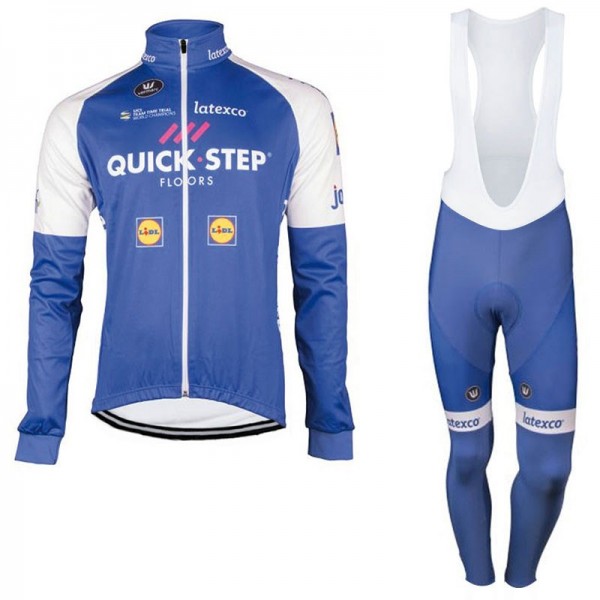 Quick Step Floors 2017 Pro Fahrradbekleidung Satz Radtrikot Langarm+Lang Trägerhose