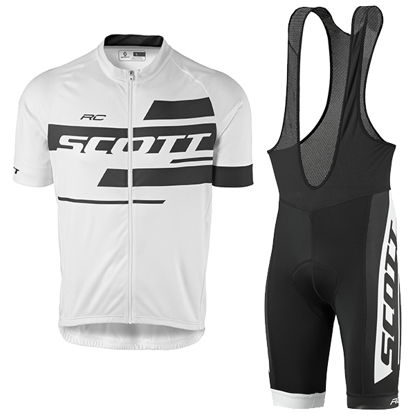 2017 Scott Rc Weiß Schwarz Fahrradbekleidung Satz Radtrikot Kurzarm+Kurz Trägerhose vente