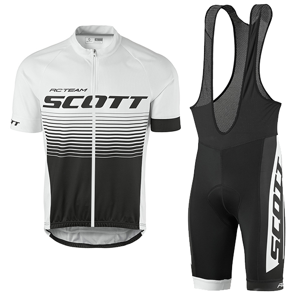 2017 Scott Rc Weiß Schwarz Fahrradbekleidung Satz Radtrikot Kurzarm+Kurz Trägerhose