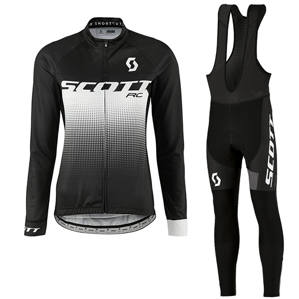 2017 Scott Rc Damen Schwarz Weiß Fahrradbekleidung Satz Radtrikot Langarm+Lang Trägerhose