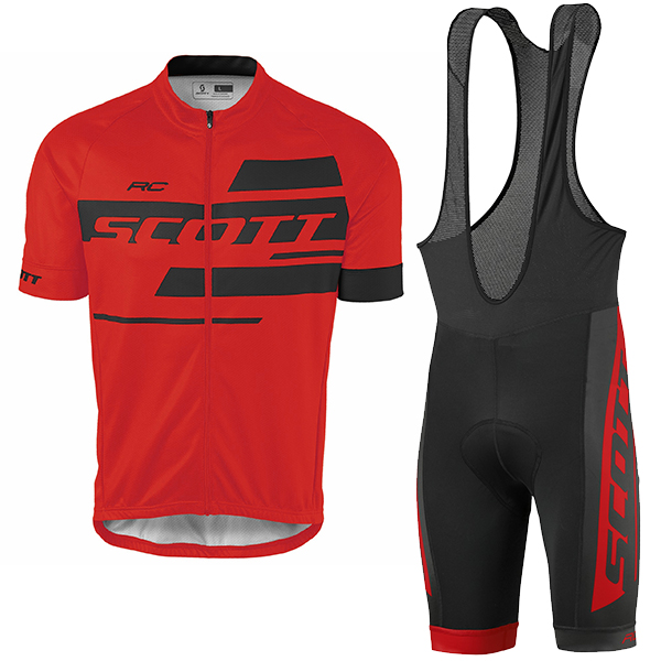 2017 Scott Rc Rot Fahrradbekleidung Satz Radtrikot Kurzarm+Kurz Trägerhose