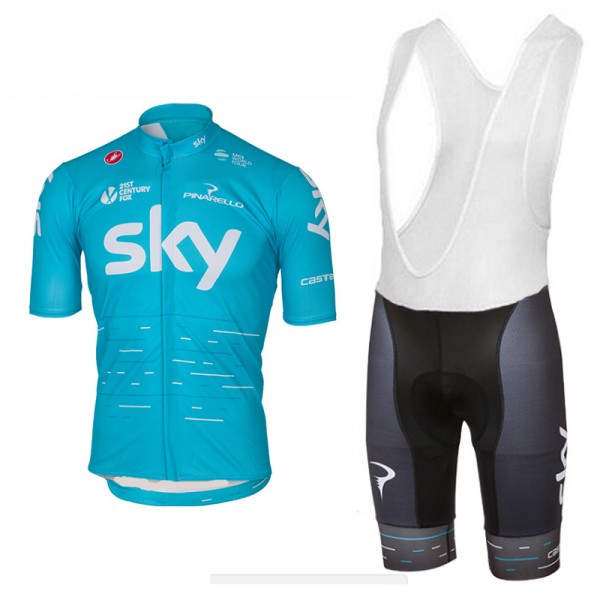 2017 Sky Pro Fahrradbekleidung Satz Radtrikot Kurzarm+Kurz Trägerhose Blau