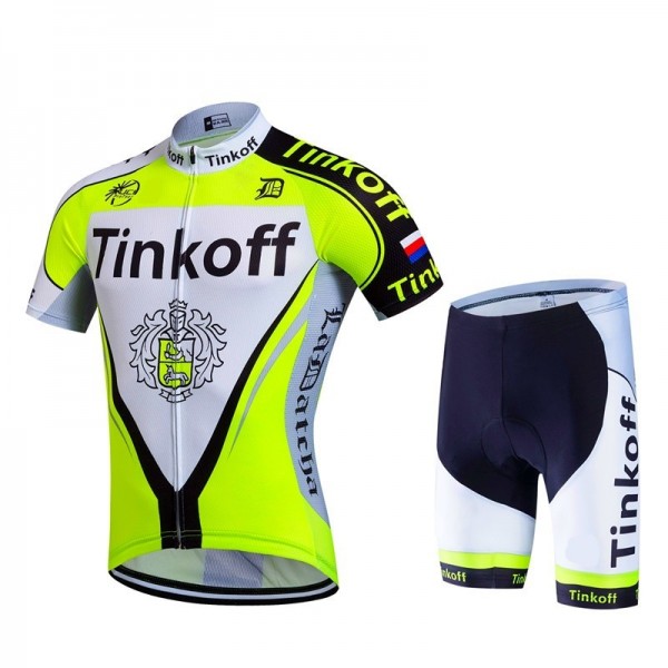 2017 Tinkoff Gelb Fahrradbekleidung Satz Radtrikot Kurzarm+Kurz Radhose