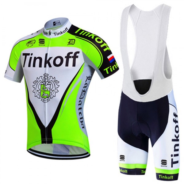 2017 Tinkoff Grün Fahrradbekleidung Satz Radtrikot Kurzarm+Kurz Trägerhose