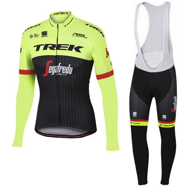Trek Segafredo Pro 2017 Gelb Fahrradbekleidung Satz Radtrikot Langarm+Lang Trägerhose