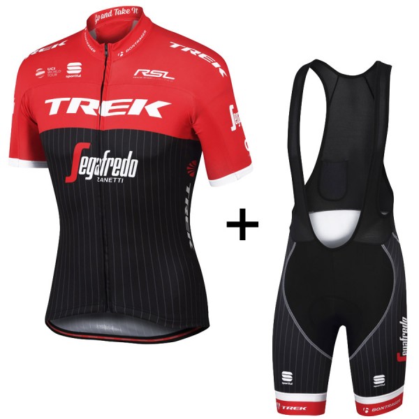 Trek Segafredo Pro 2017 Rot Fahrradbekleidung Satz Radtrikot Kurzarm+Kurz Trägerhose Schwarz