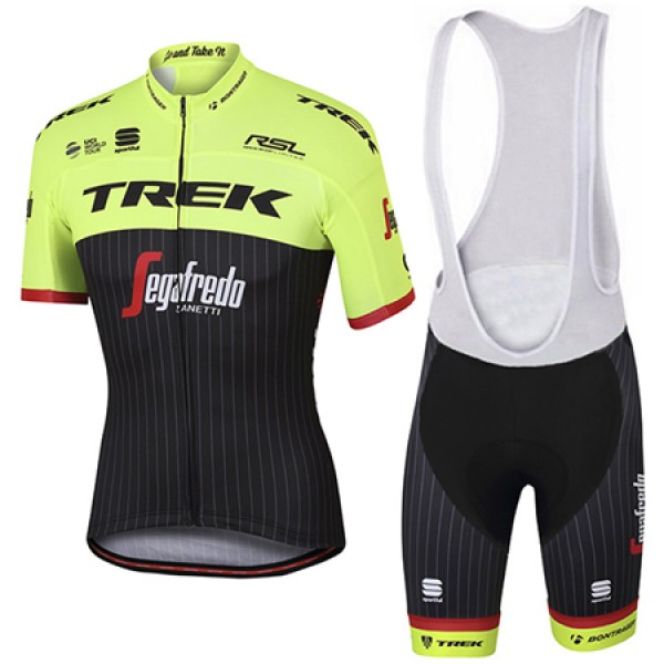 Trek Segafredo Pro 2017 Gelb Fahrradbekleidung Satz Radtrikot Kurzarm+Kurz Trägerhose