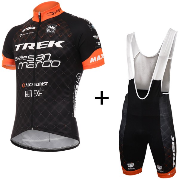 Trek Selle San Marco 2017 Schwarz Fahrradbekleidung Satz Radtrikot Kurzarm+Kurz Trägerhose