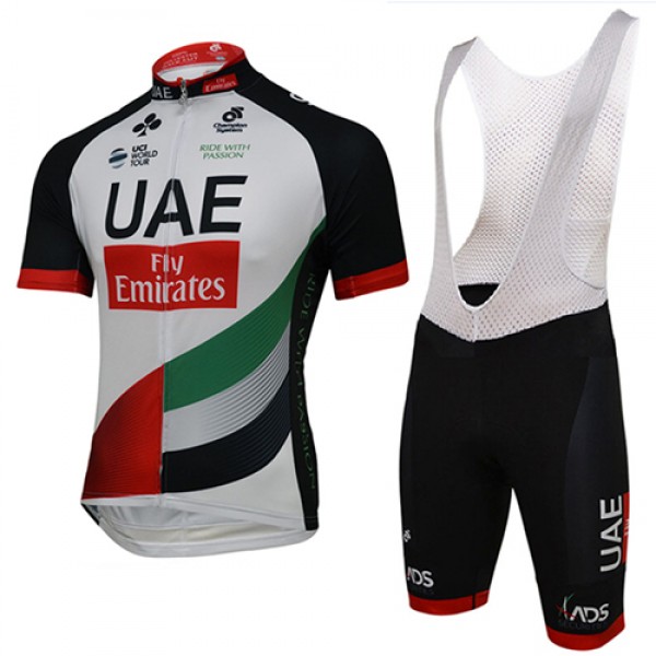 2017 Uae Abu Dhabi Fahrradbekleidung Satz Radtrikot Kurzarm+Kurz Trägerhose