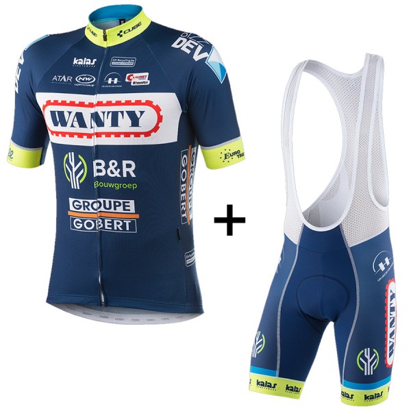 2017 Wanty Groupe Gobert Fahrradbekleidung Satz Radtrikot Kurzarm+Kurz Trägerhose